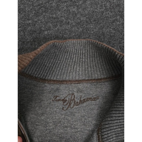 Tommy Bahama Mens Quarter Zip Sweater Brown Ribbed Collar Long Sleeve Pullover - Picture 3 of 7